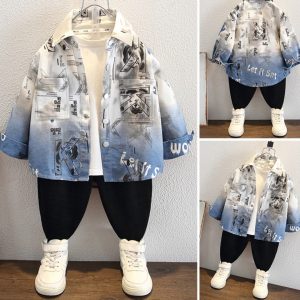 Children's Clothing Boys' Shirts Spring and Autumn 2026 New Autumn Fashion Printed Shirts for Young Children Stylish and Cool Jackets Trendy